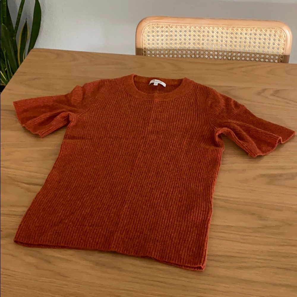 Madewell Flounce-Sleeve Ribbed Sweater M